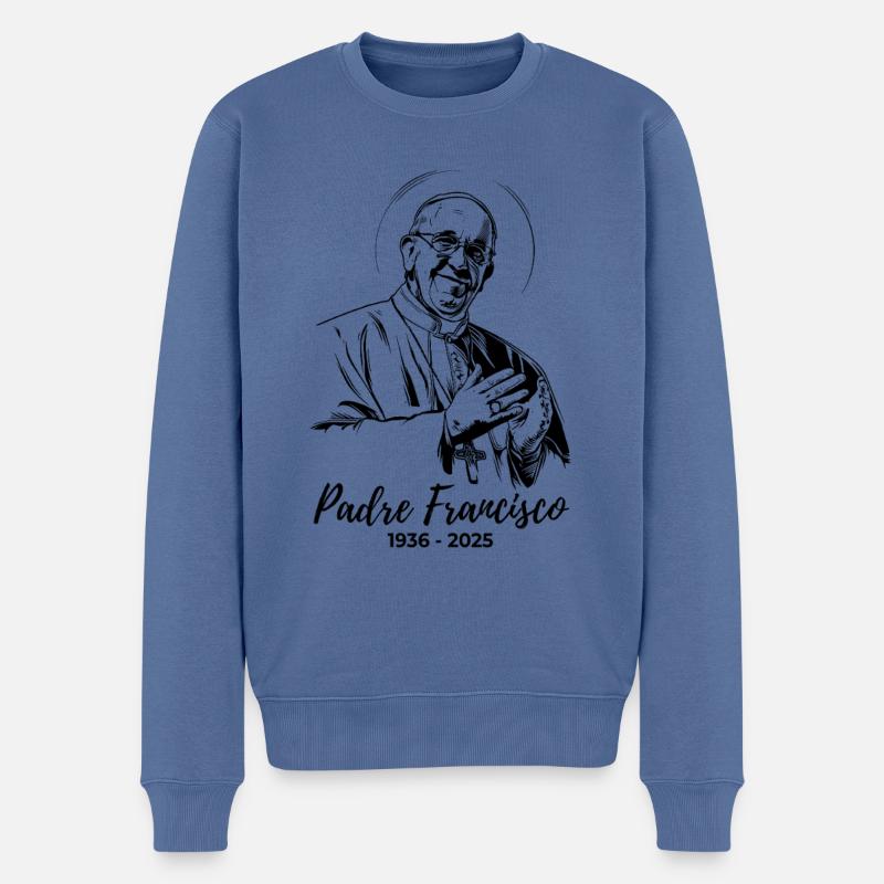 Papst Franziskus spendet seinen Segen - Männer Premium Bio Pullover - Taubenblau