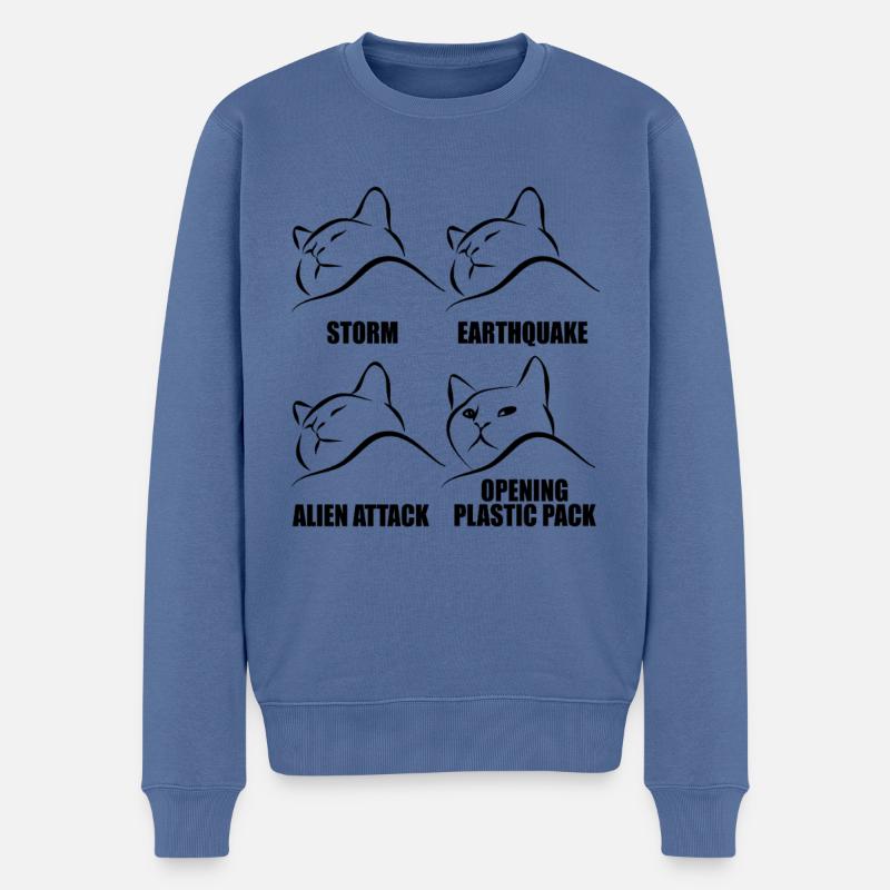 Katze - selektive Wahrnehmung - Spruch - Männer Premium Bio Pullover - Taubenblau