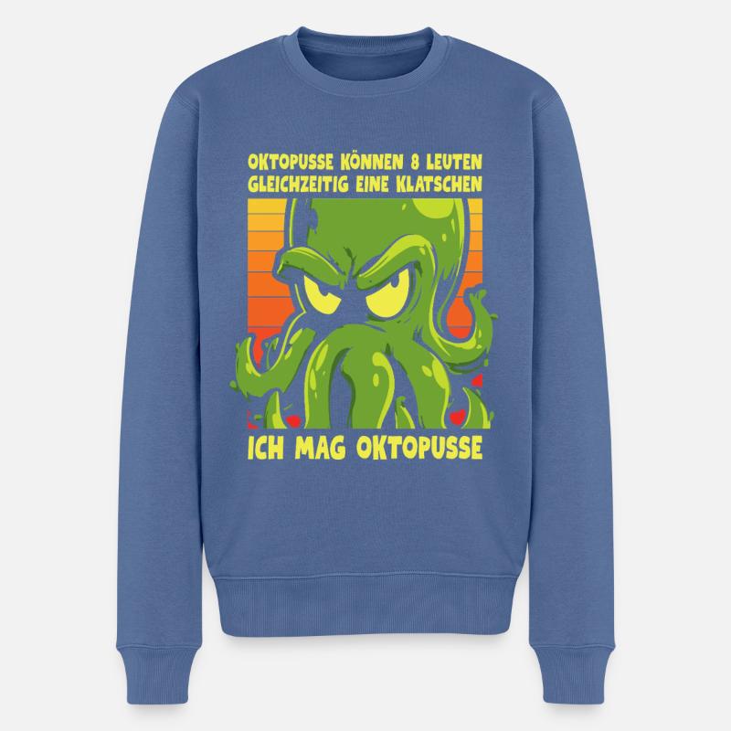 Ich mag Oktopusse – Sarkastischer Oktopus Spruch - Männer Premium Bio Pullover - Taubenblau