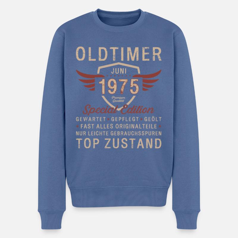 50. Geburtstag Oldtimer Juni Jahrgang 1975 - Männer Premium Bio Pullover - Taubenblau