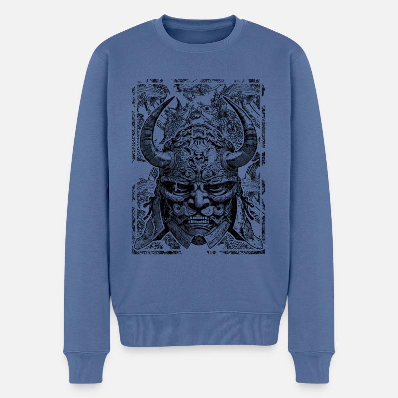 Masque Koi et Samouraï – Élégant et fier! - Pull Premium bio Homme - bleu pigeon