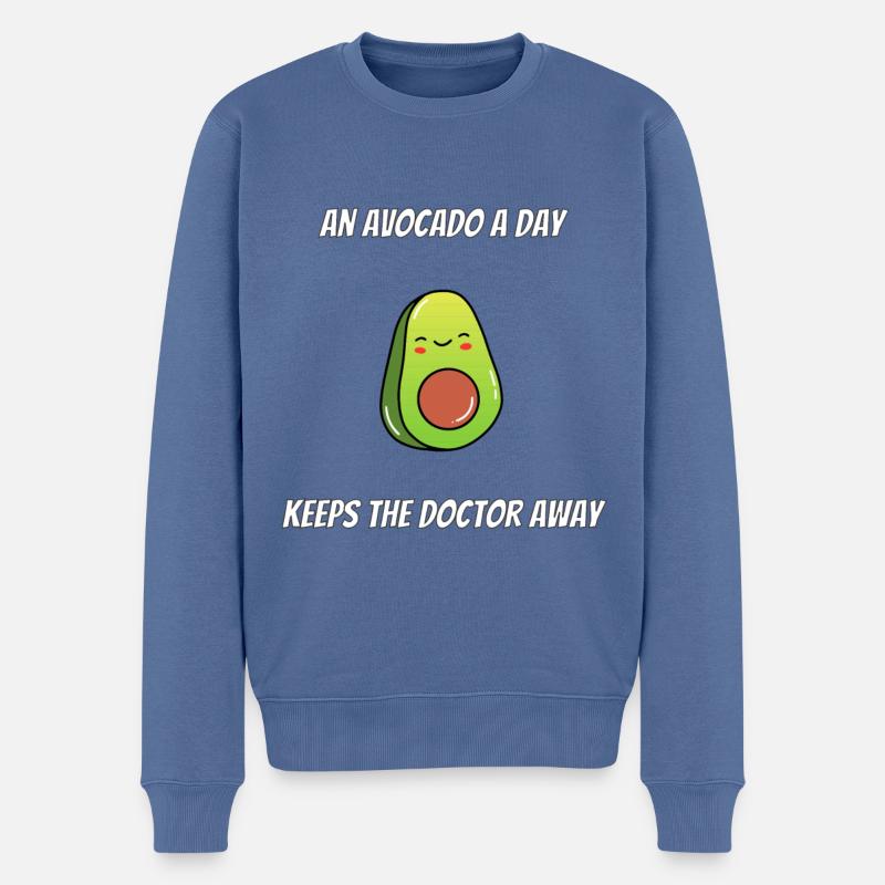 An Avocado a Day Keeps The Doctor Away Vegan - Männer Premium Bio Pullover - Taubenblau