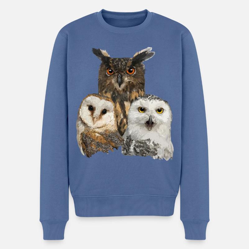 Eulen - Männer Premium Bio Pullover - Taubenblau