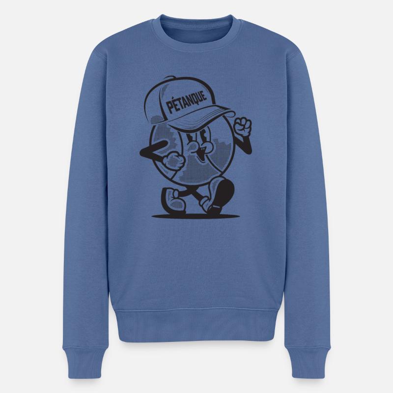 Boule de pétanque pour le Boule de pétanque Cap Boule - Pull Premium bio Homme - bleu pigeon