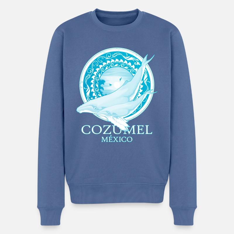 Baleines à bosse Cozumel Mexique - Pull Premium bio Homme - bleu pigeon
