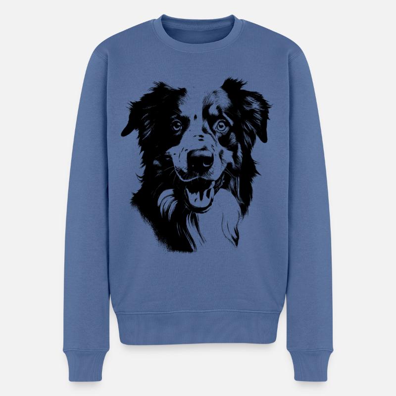 Australian Shepherd - Männer Premium Bio Pullover - Taubenblau