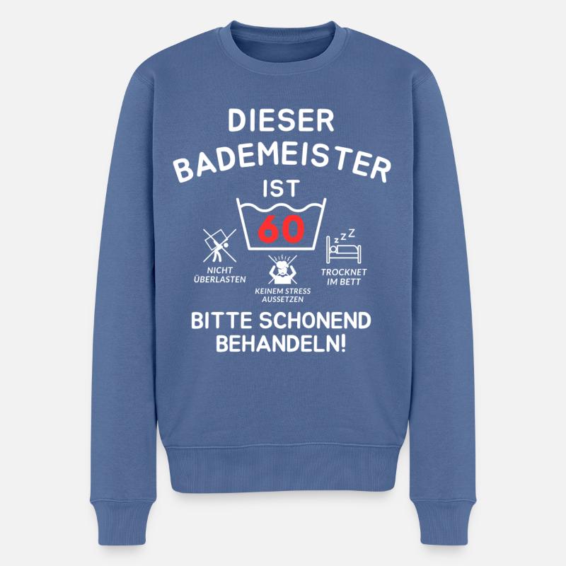 Dieser Bademeister ist 60. Schonend behandeln - Männer Premium Bio Pullover - Taubenblau