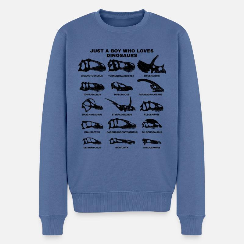 Just a boy who loves dinosaurs - Männer Premium Bio Pullover - Taubenblau