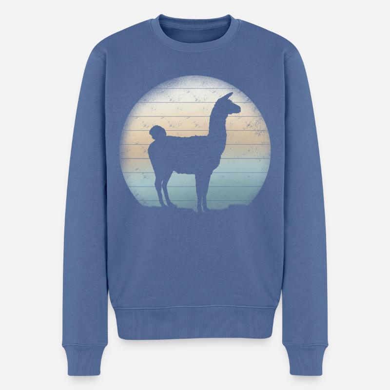 Lama Alpagas Retro - Pull Premium bio Homme - bleu pigeon