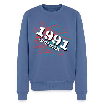 1991 Limited Edition - Men's Premium Organic Jumper - stone blue - Front - Nico (187cm)