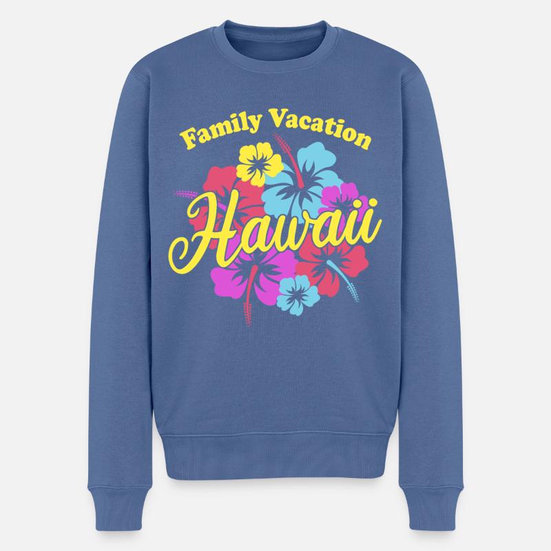 Vacances en famille Hawaii - Pull Premium bio Homme - bleu pigeon