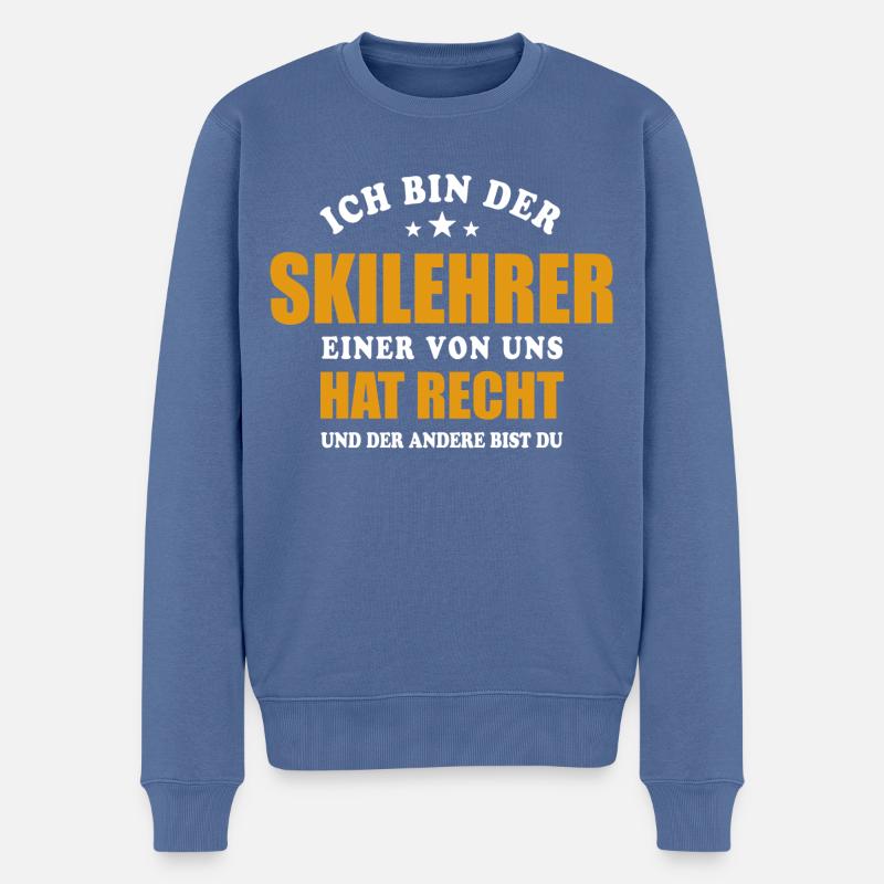 Ich bin der Skilehrer - einer von uns hat Recht - Männer Premium Bio Pullover - Taubenblau