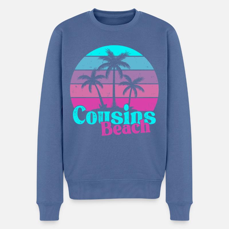 Plage de Cousins - Pull Premium bio Homme - bleu pigeon
