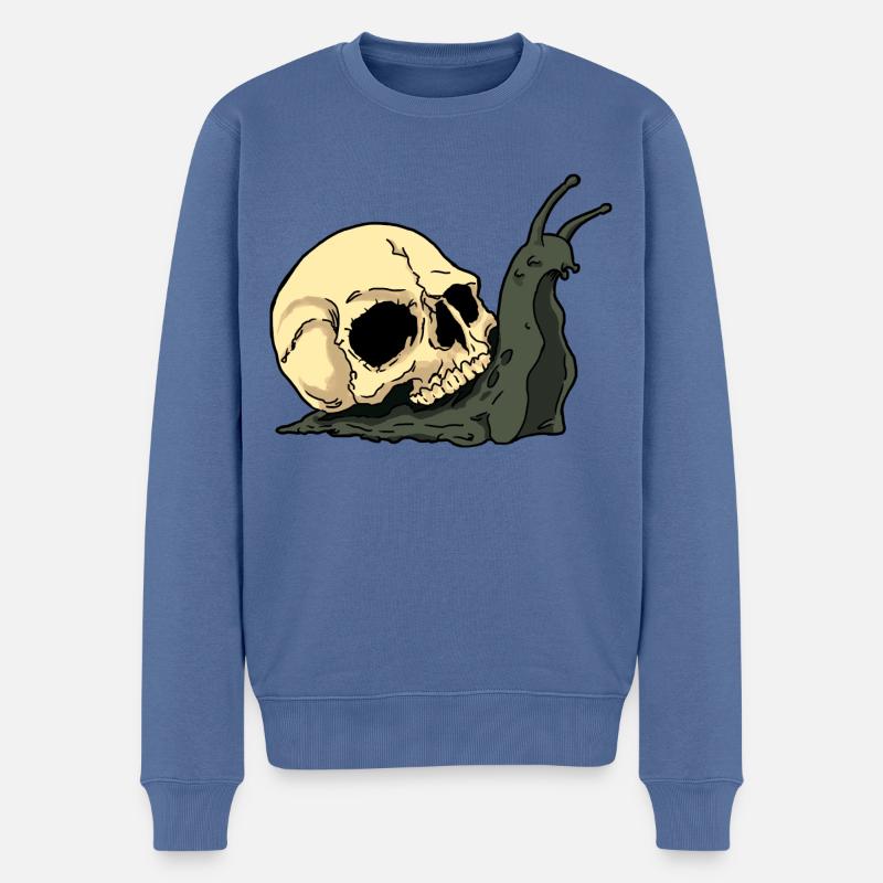 Snull - Snail with Skull - Schnecke mit Totenkopf - Männer Premium Bio Pullover - Taubenblau