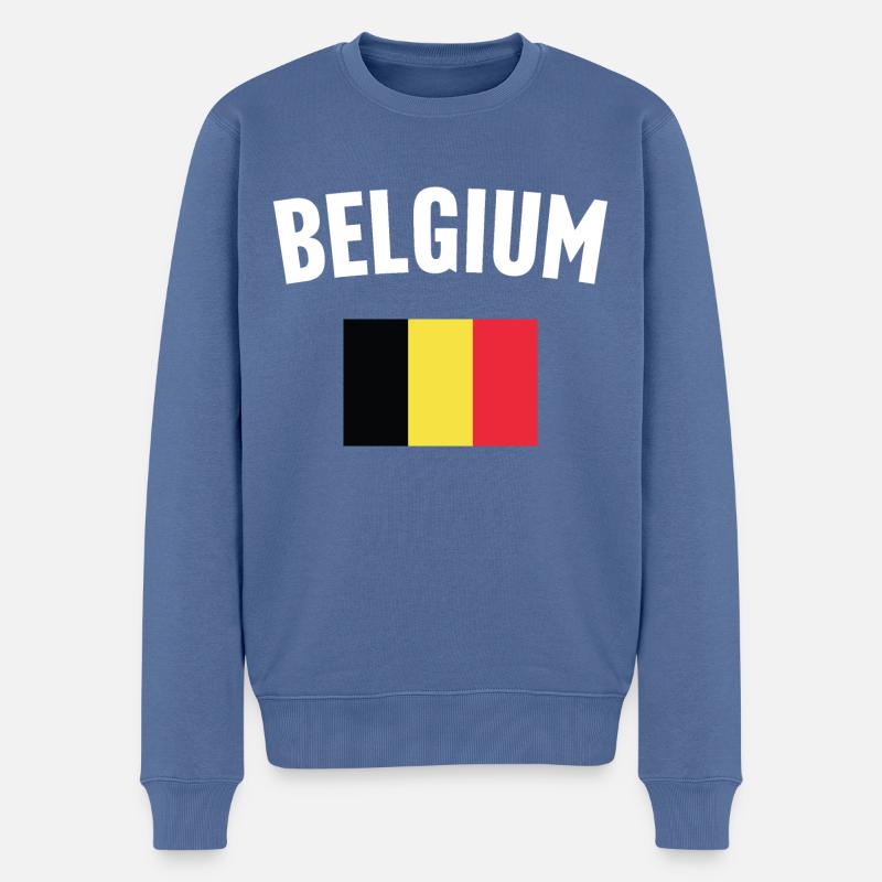 Drapeau de la Belgique - Pull Premium bio Homme - bleu pigeon