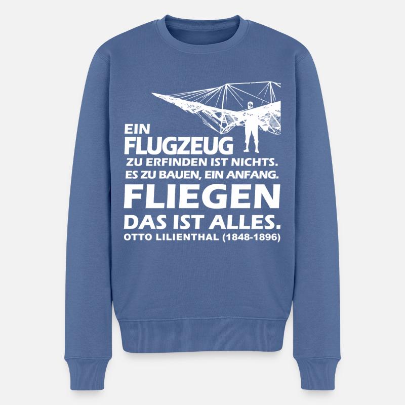 otto lilienthal Piloten Spruch - Männer Premium Bio Pullover - Taubenblau