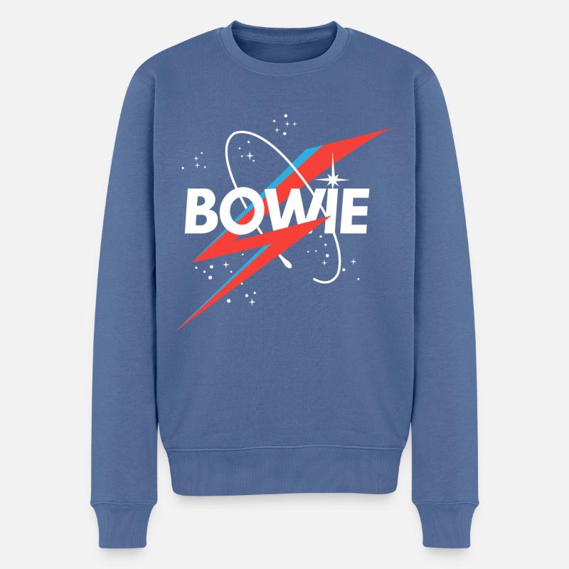 David Bowie Écriture Ciel Ètoilé Avec Flash - Pull Premium bio Homme - bleu pigeon