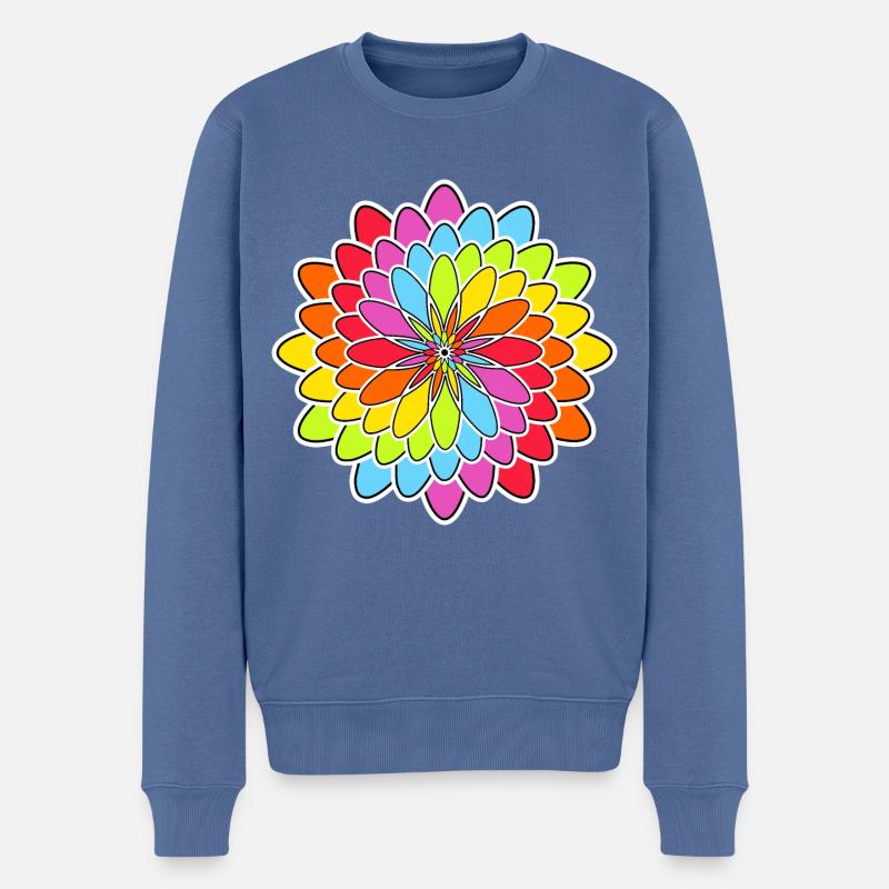 Fleur arc-en-ciel - Pull Premium bio Homme - bleu pigeon