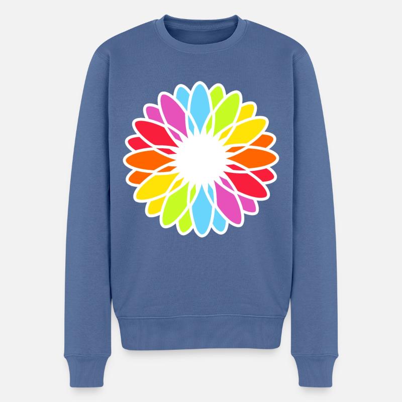 Regenbogen Blüte Mandala - Männer Premium Bio Pullover - Taubenblau