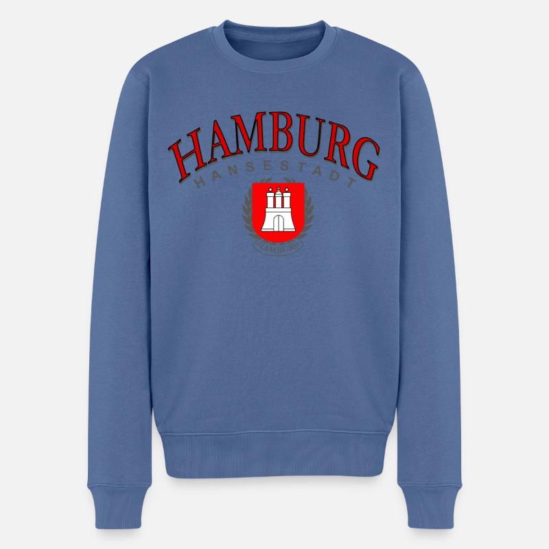 Hamburg Hansestadt - schlichtes Design - Männer Premium Bio Pullover - Taubenblau
