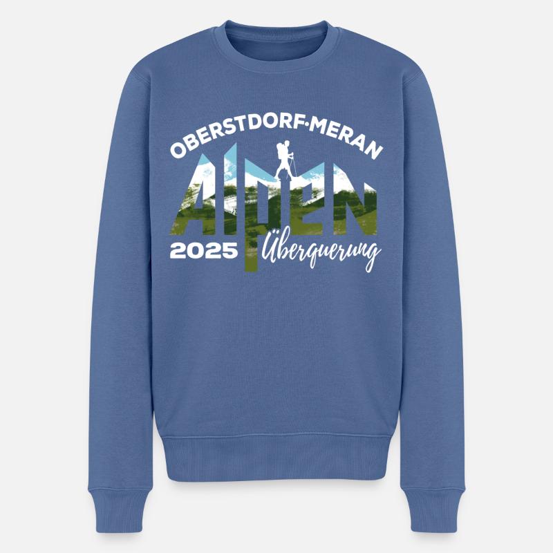 Alpenüberquerung 2025, Oberstdorf Meran, Wandern - Männer Premium Bio Pullover - Taubenblau