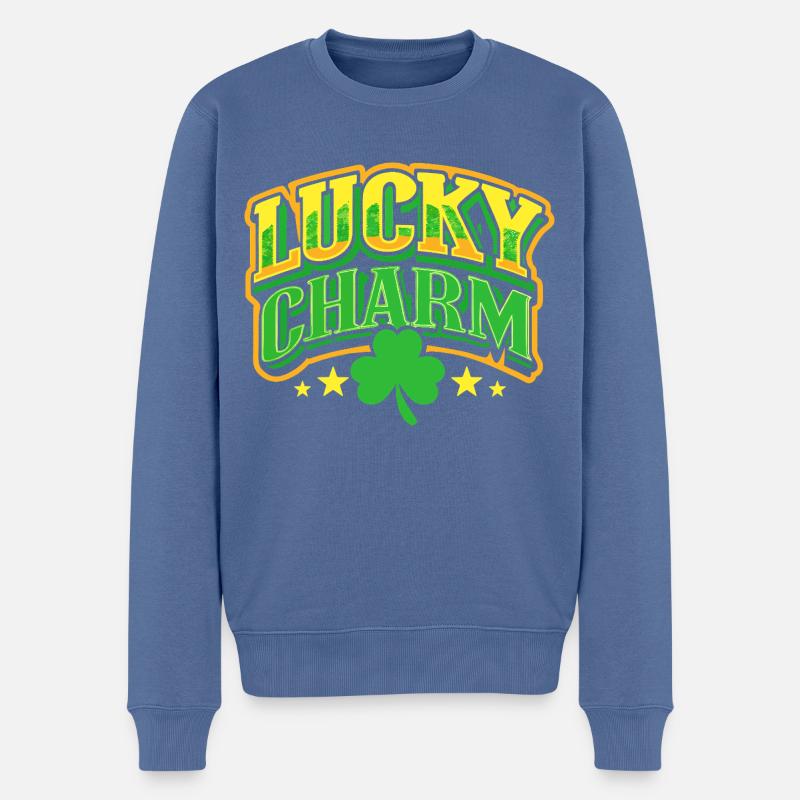 Porte-bonheur - Saint-Patrick - Irlande - Pull Premium bio Homme - bleu pigeon