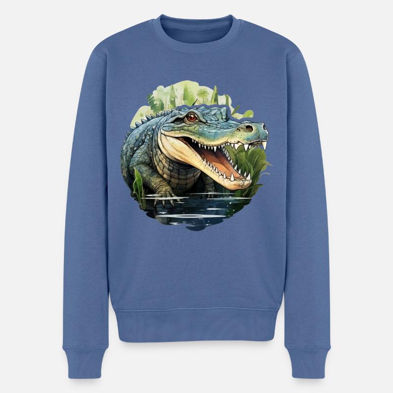 Krokodil - Männer Premium Bio Pullover - Taubenblau