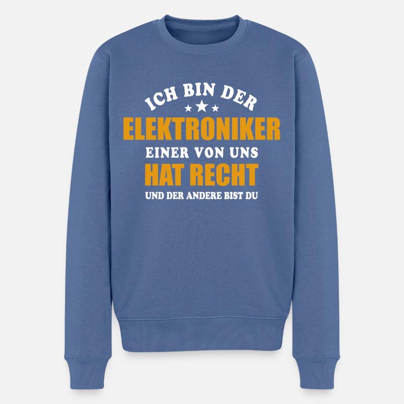 Ich bin der Elektroniker - einer von uns hat Recht - Männer Premium Bio Pullover - Taubenblau