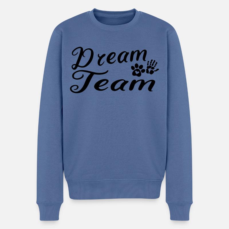 Hund Dream Team - Männer Premium Bio Pullover - Taubenblau