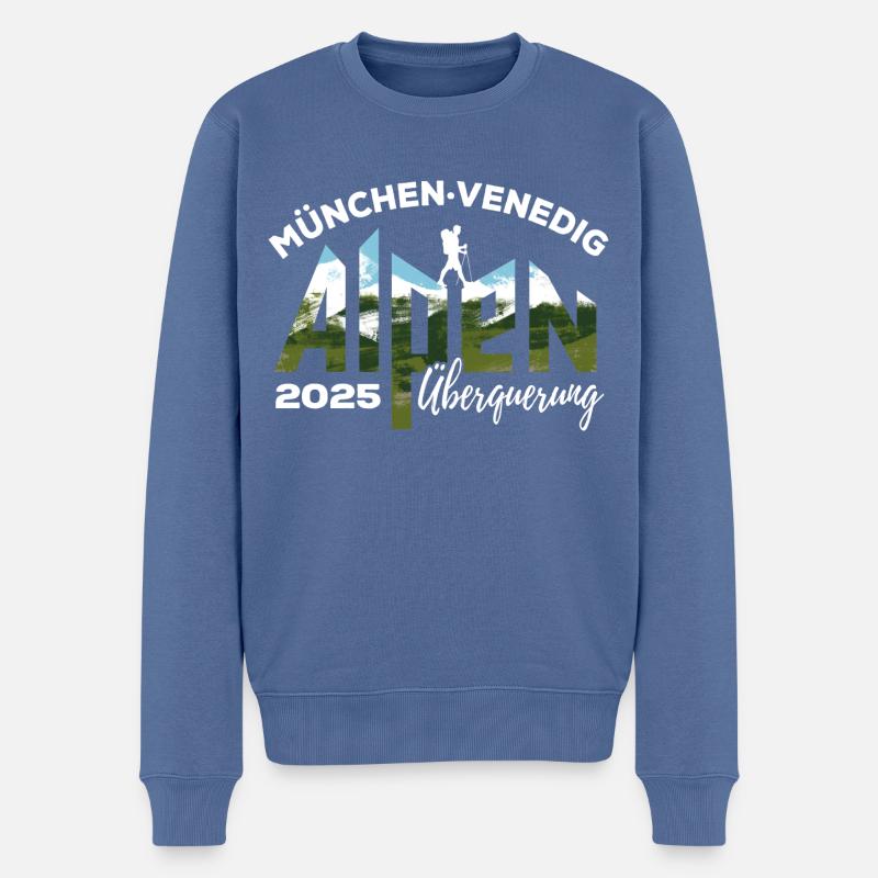 Alpenüberquerung 2025 München Venedig, Wandern - Männer Premium Bio Pullover - Taubenblau