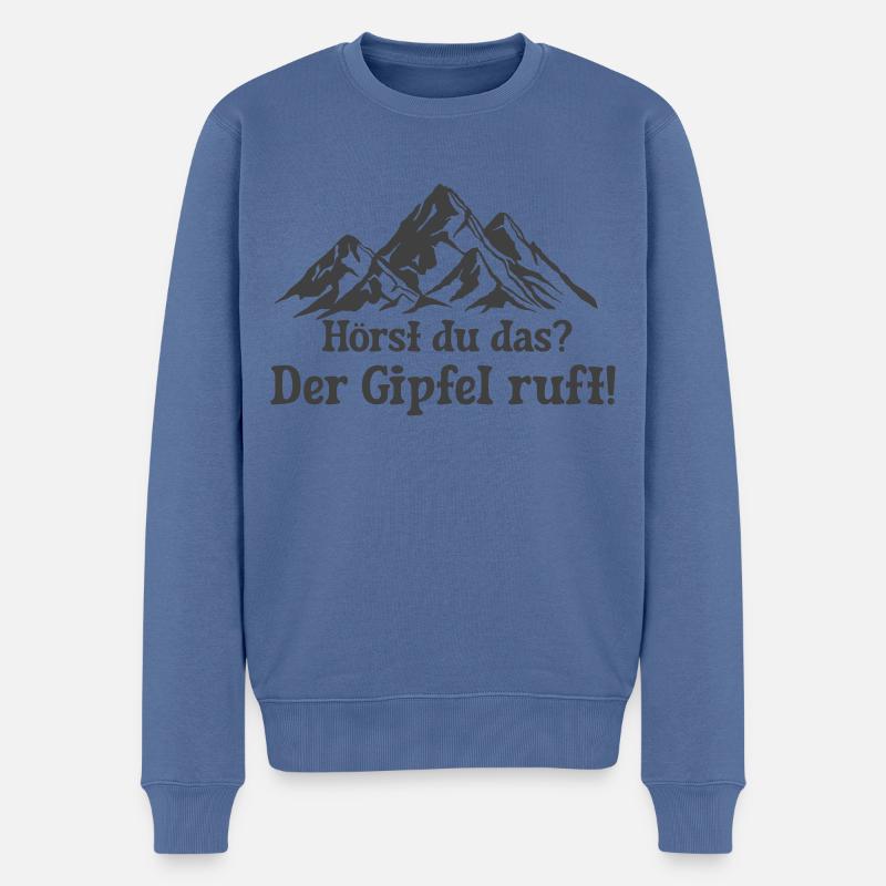 der Gipfel ruft - Männer Premium Bio Pullover - Taubenblau