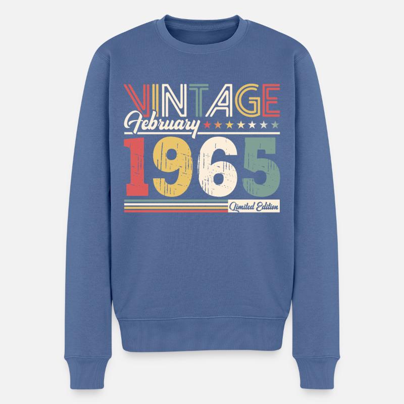 60. Geburtstag Geschenk Mann Original Februar 1965 - Männer Premium Bio Pullover - Taubenblau