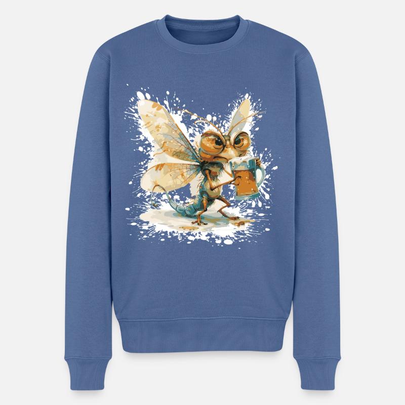 Libellule bière drôle - Pull Premium bio Homme - bleu pigeon