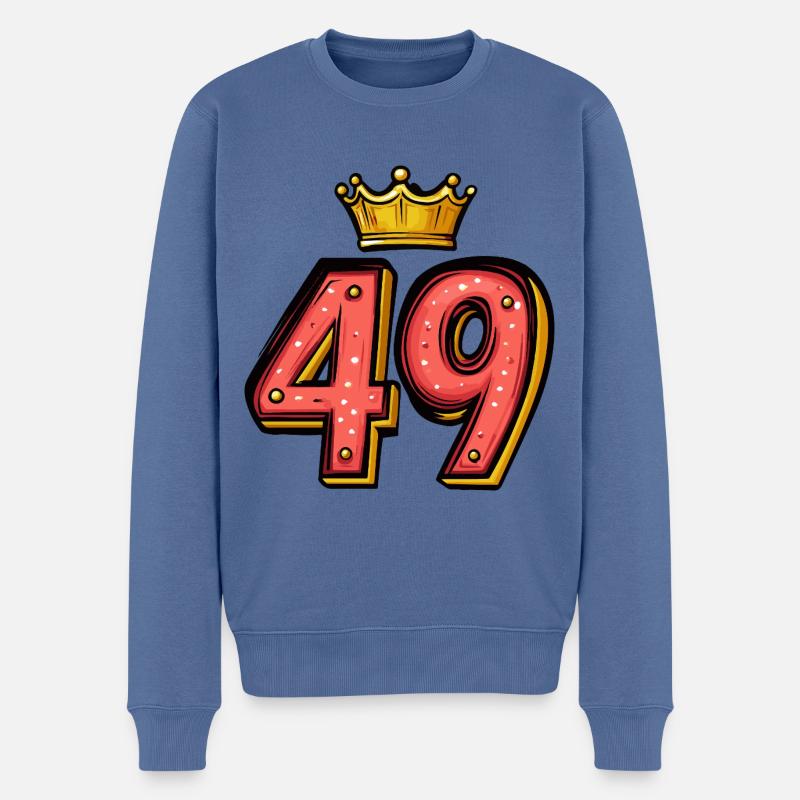 49 Zahl Krone - Männer Premium Bio Pullover - Taubenblau