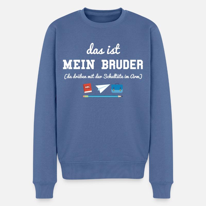Einschulung - Stolzer Bruder / Schwester T Shirt - Männer Premium Bio Pullover - Taubenblau