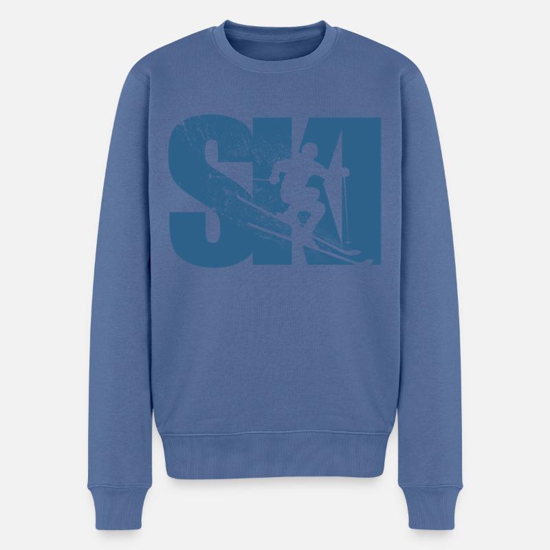 Ski, Apres Ski, Wintersport, Skiurlaub - Männer Premium Bio Pullover - Taubenblau