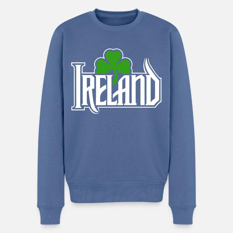 Irlande - Bonne Saint-Patrick - Shamrock - Pull Premium bio Homme - bleu pigeon