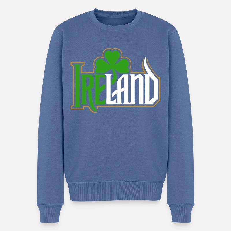 Irlande - Bonne Saint-Patrick - Shamrock - Pull Premium bio Homme - bleu pigeon