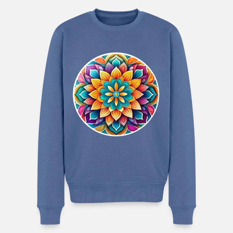 Flower Power Mandala - Männer Premium Bio Pullover - Taubenblau