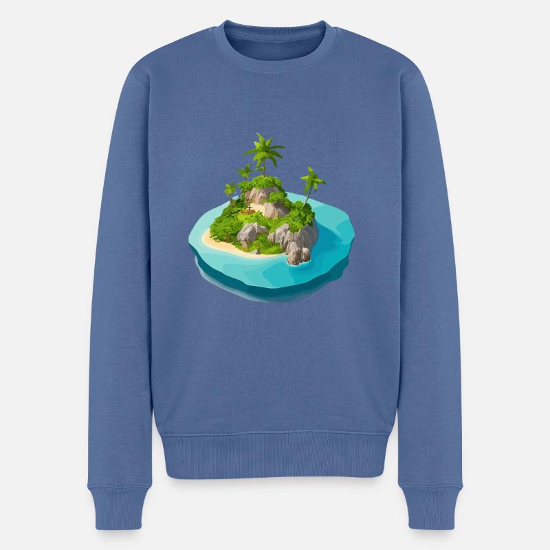 Insel vectorisiert - Männer Premium Bio Pullover - Taubenblau