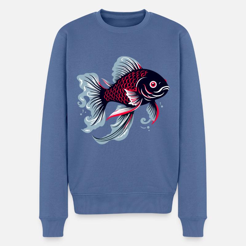 Koi Icon - Männer Premium Bio Pullover - Taubenblau
