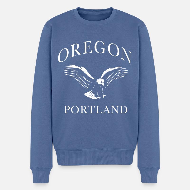 Oregon Portland Eagle - Männer Premium Bio Pullover - Taubenblau