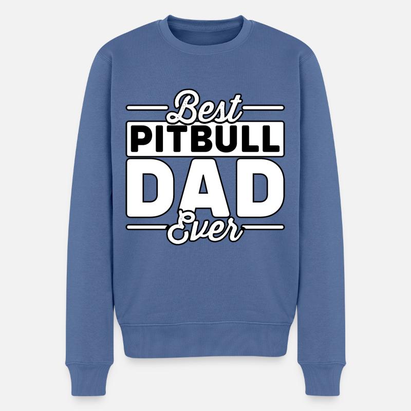 Best Pitbull Dad ever - Männer Premium Bio Pullover - Taubenblau