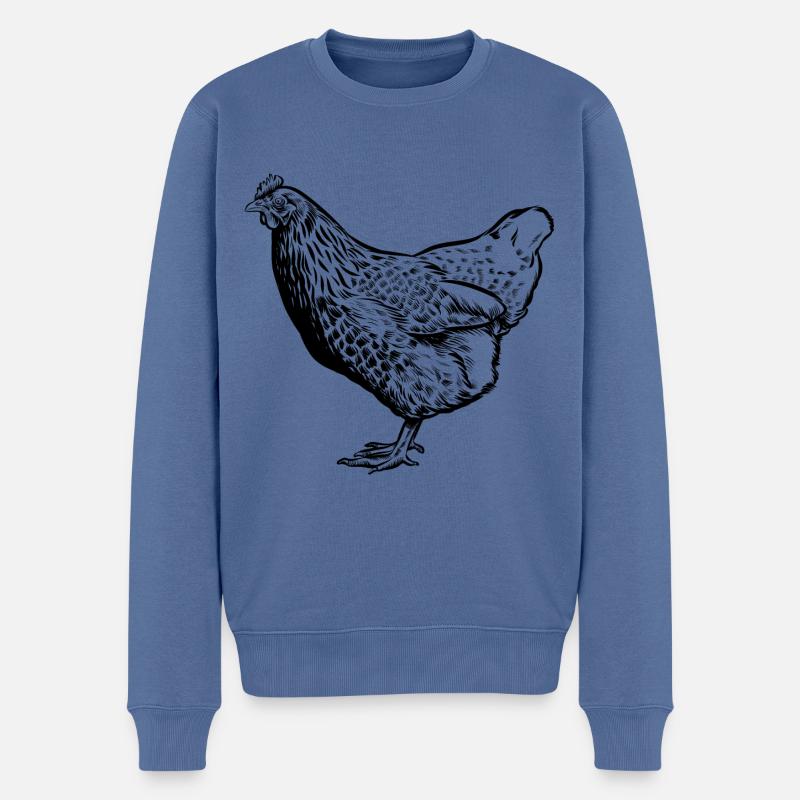 Huhn - Zeichnung - Hühner Fan - Männer Premium Bio Pullover - Taubenblau