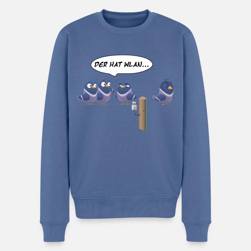 WLAN Vögel Tauben Wifi Vogel Drahtlos - Männer Premium Bio Pullover - Taubenblau