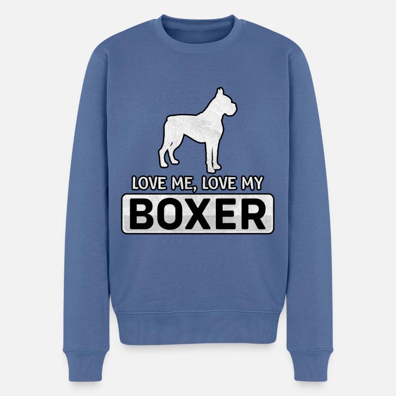 Aime-moi Aime mon boxer - Pull Premium bio Homme - bleu pigeon