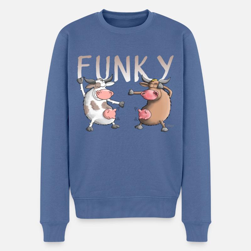 Funky, Crazy, Fun - Männer Premium Bio Pullover - Taubenblau
