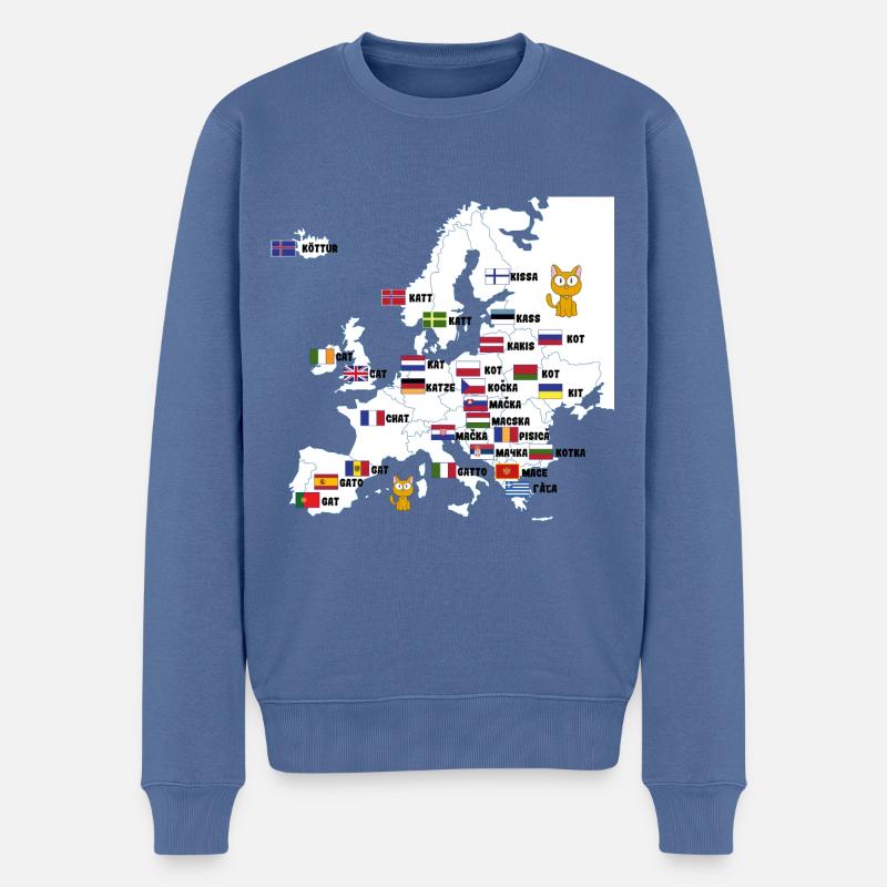 Katzen Karte Name von Katzen - Männer Premium Bio Pullover - Taubenblau