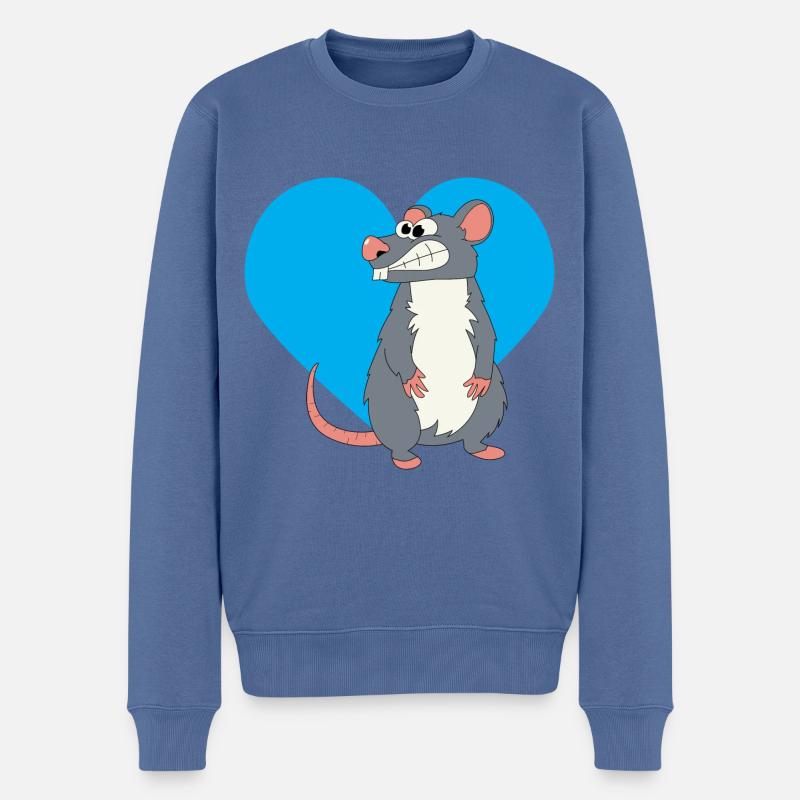 Ratte mit blauem Herz! - Männer Premium Bio Pullover - Taubenblau