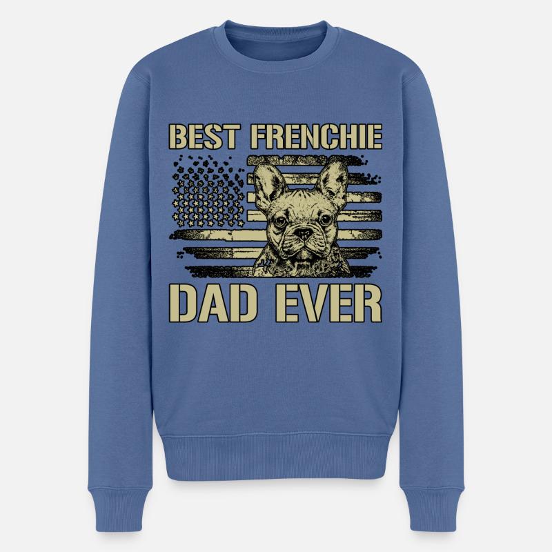 Best Frenchie Dad Ever - Männer Premium Bio Pullover - Taubenblau